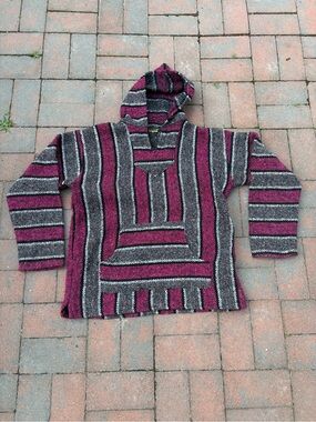 Striped Baja Hoodie in Magenta and Black